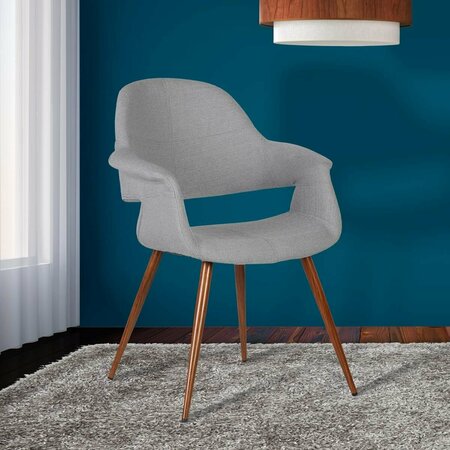 ARMEN LIVING Phoebe Mid-Century Dining Chair in Walnut Gray Fabric LCPHSIWAGRAY
